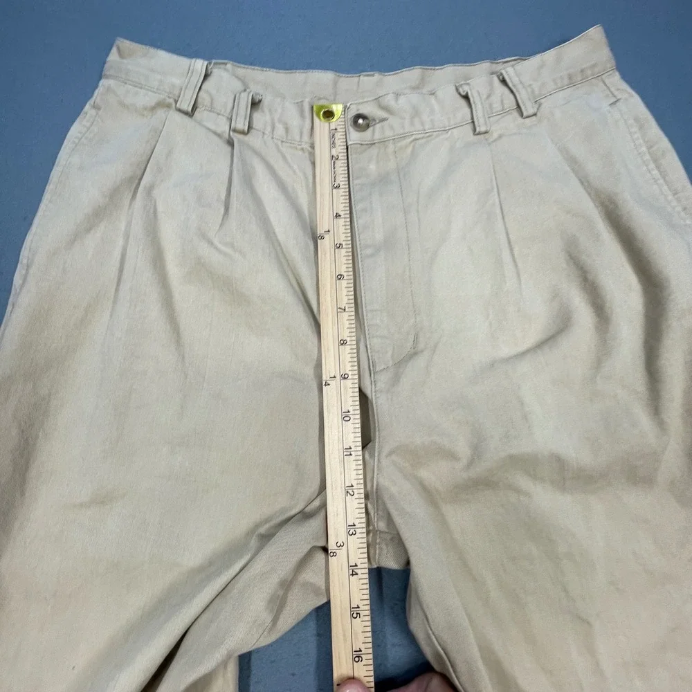 Bachrach Tan Pleated Cuffed Chino Dress Pants Mens 36x30